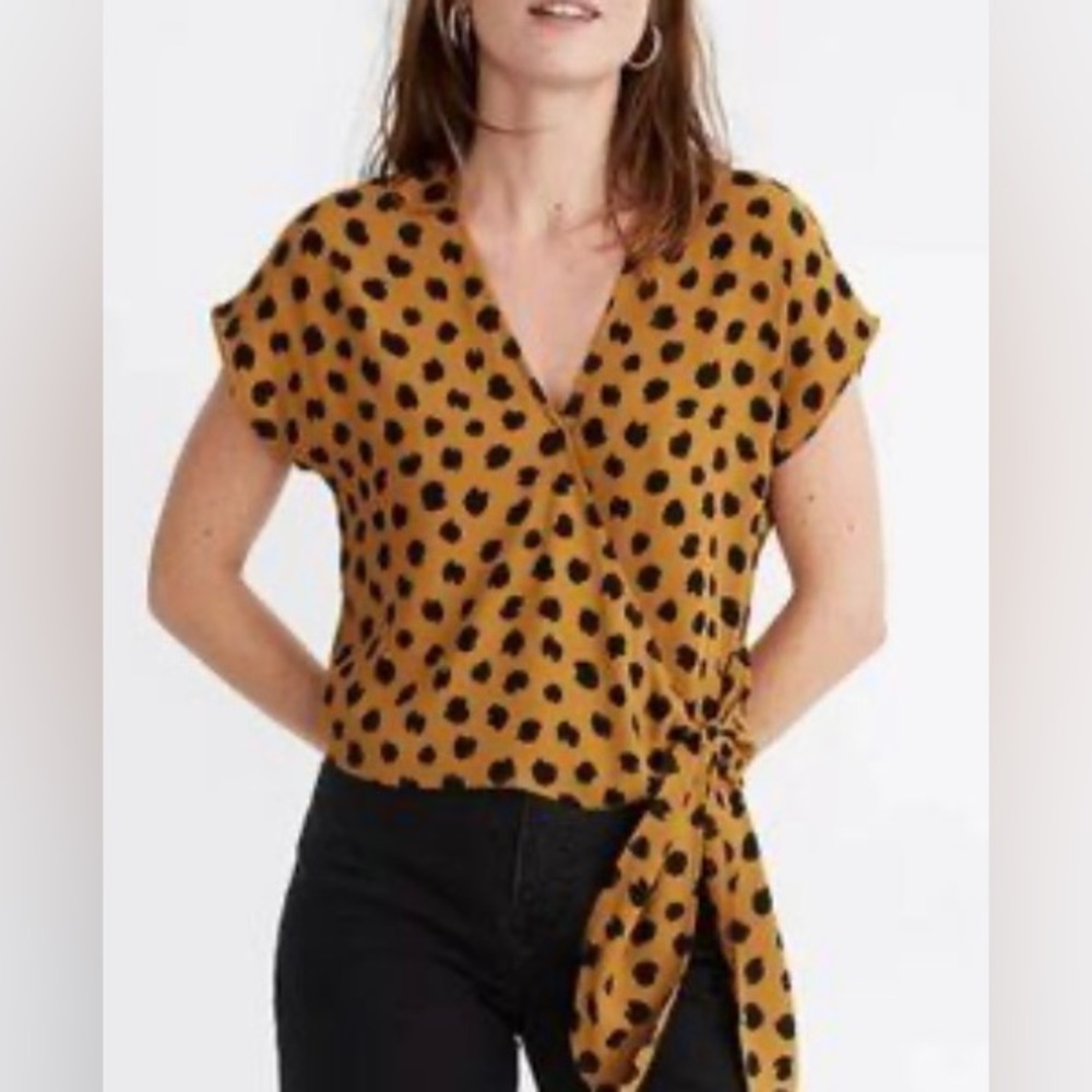 Madewell Sash-Tie Wrap Top in Painter Spots Size S